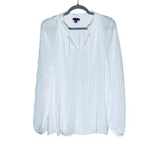 Vince Camuto White Pleated Blouse Top Lined style 91522137